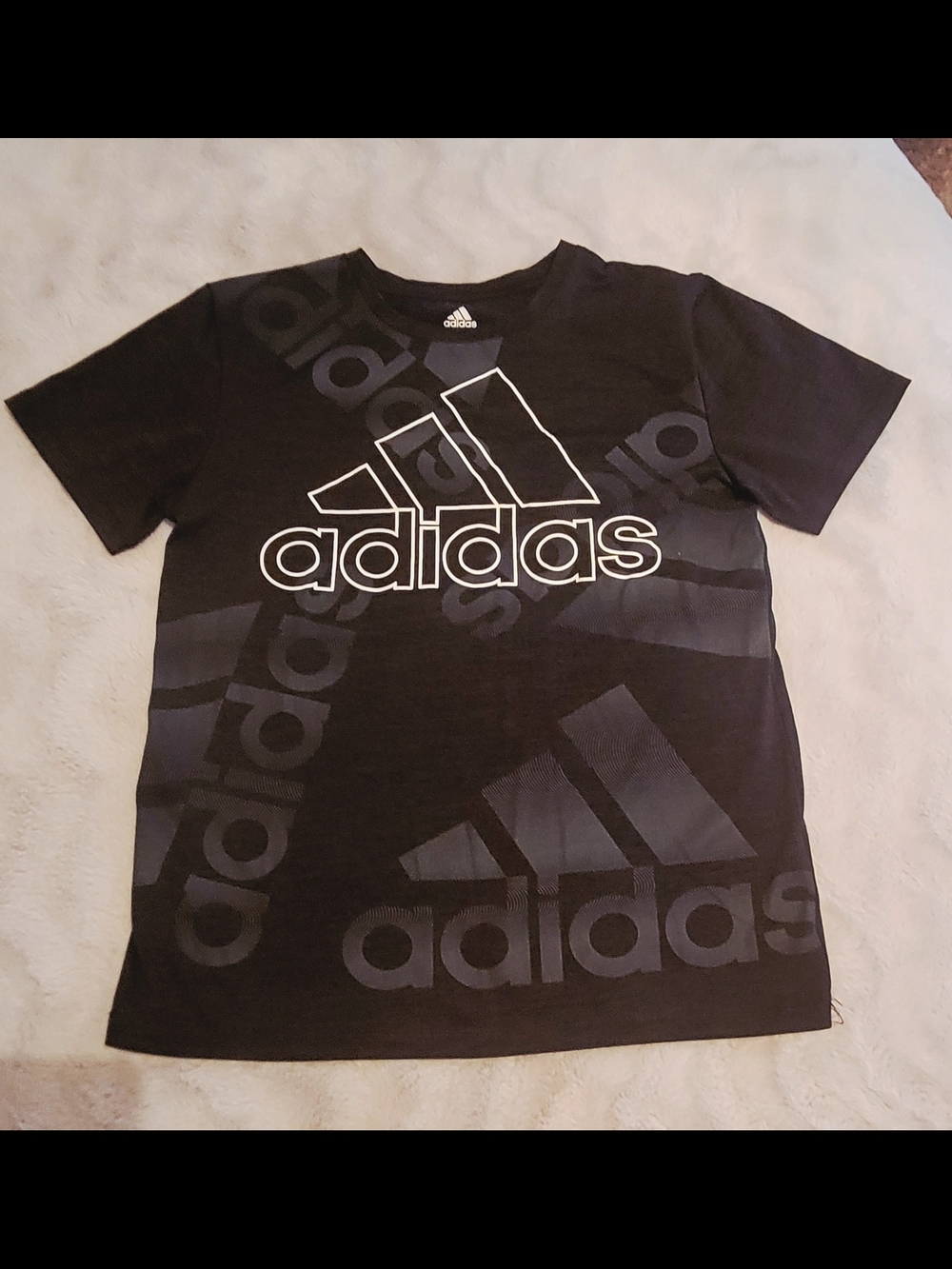 adidas Black and White Logo Tee for Kids